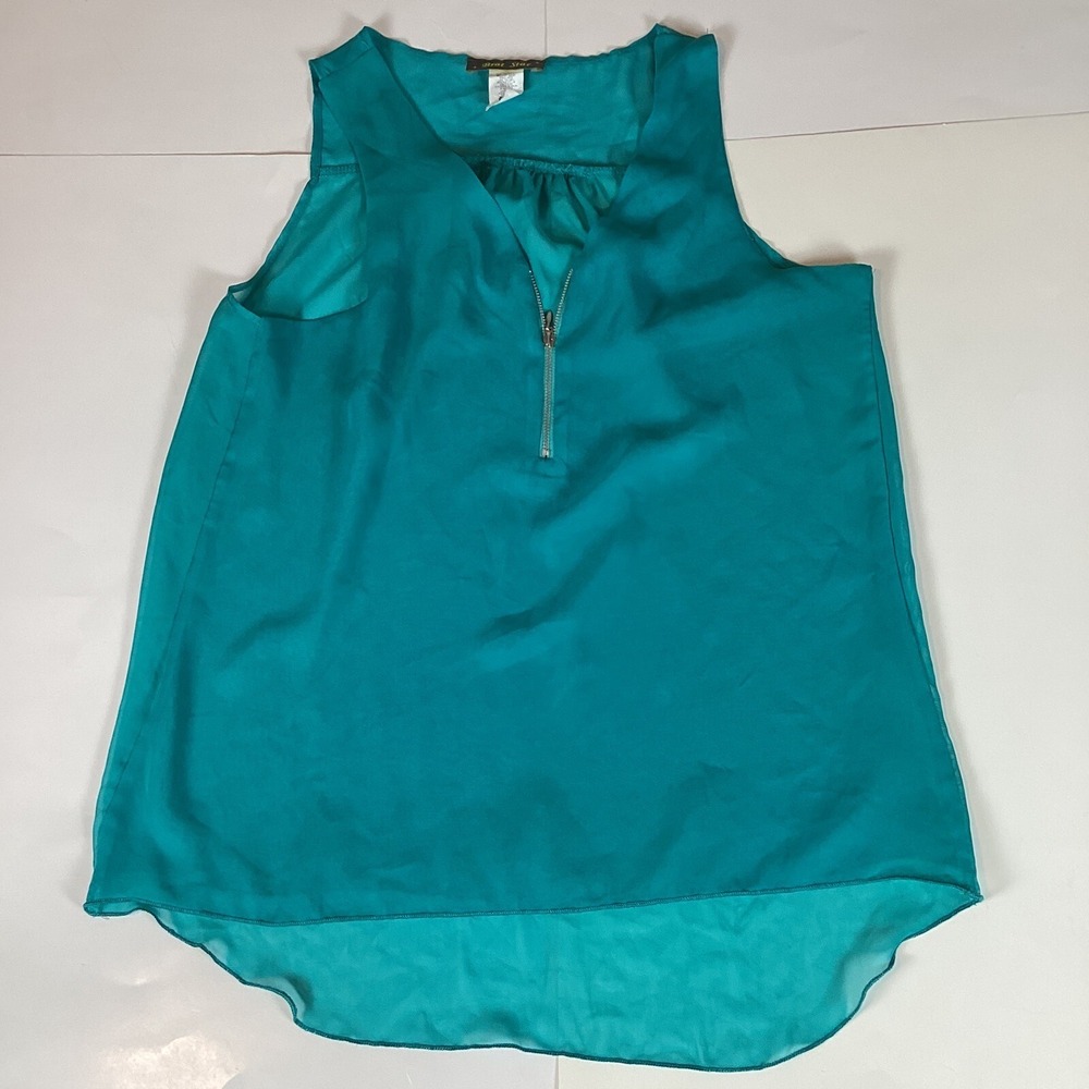 Brat Star Womens Tank Top Shirt Size S Small Sleeveless Stretch Blouse Zipper